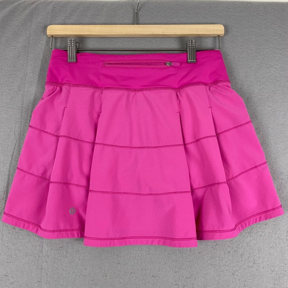 Lululemon Pace Rival  Skirt Skort 4 Tall Athletic Tennis Pink zip pocket